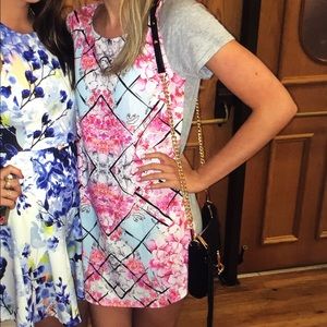 LF Pink Floral and Grey T-shirt Dress